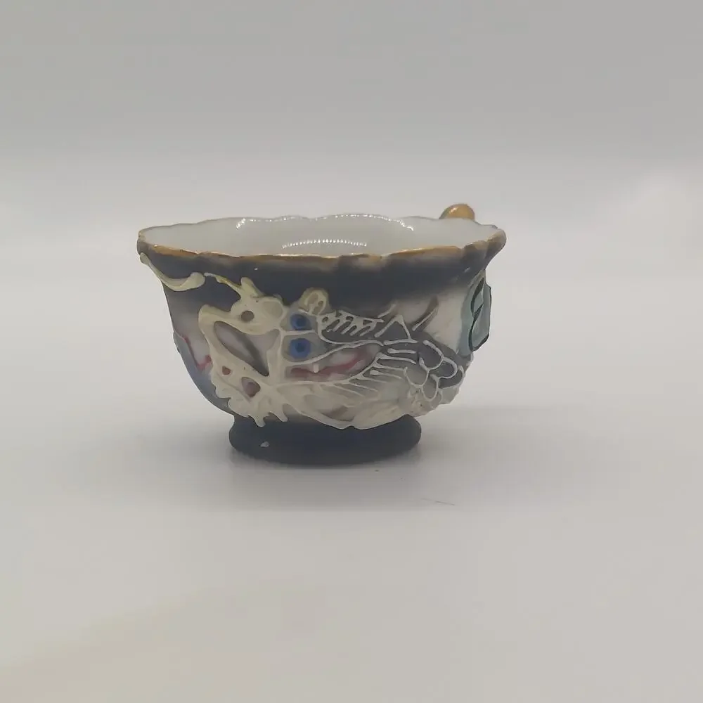 Vintage Dragonware Moriage Tea Cup and Saucer Dragon Hand Painted Made In Japan
